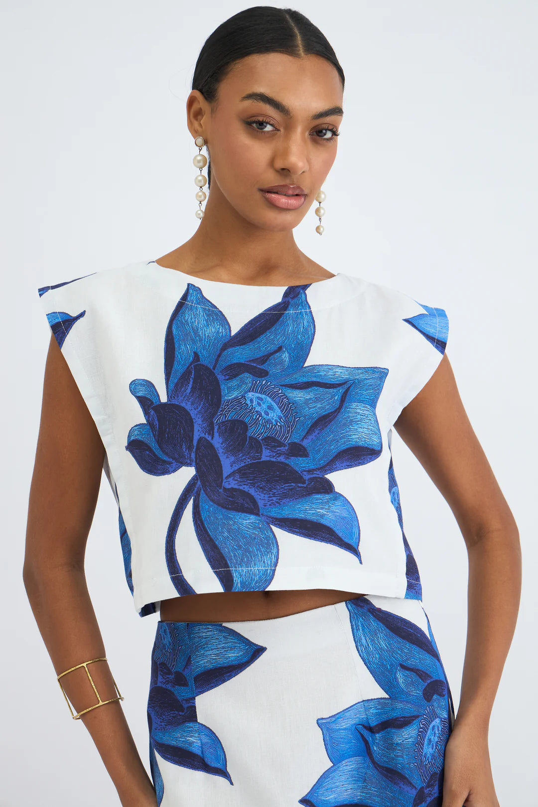 Beyond by Vera Piper Top & Amber Skirt Set in Lotus Indigo