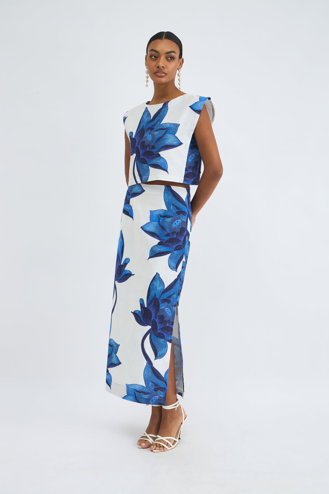 Beyond by Vera Piper Top & Amber Skirt Set in Lotus Indigo