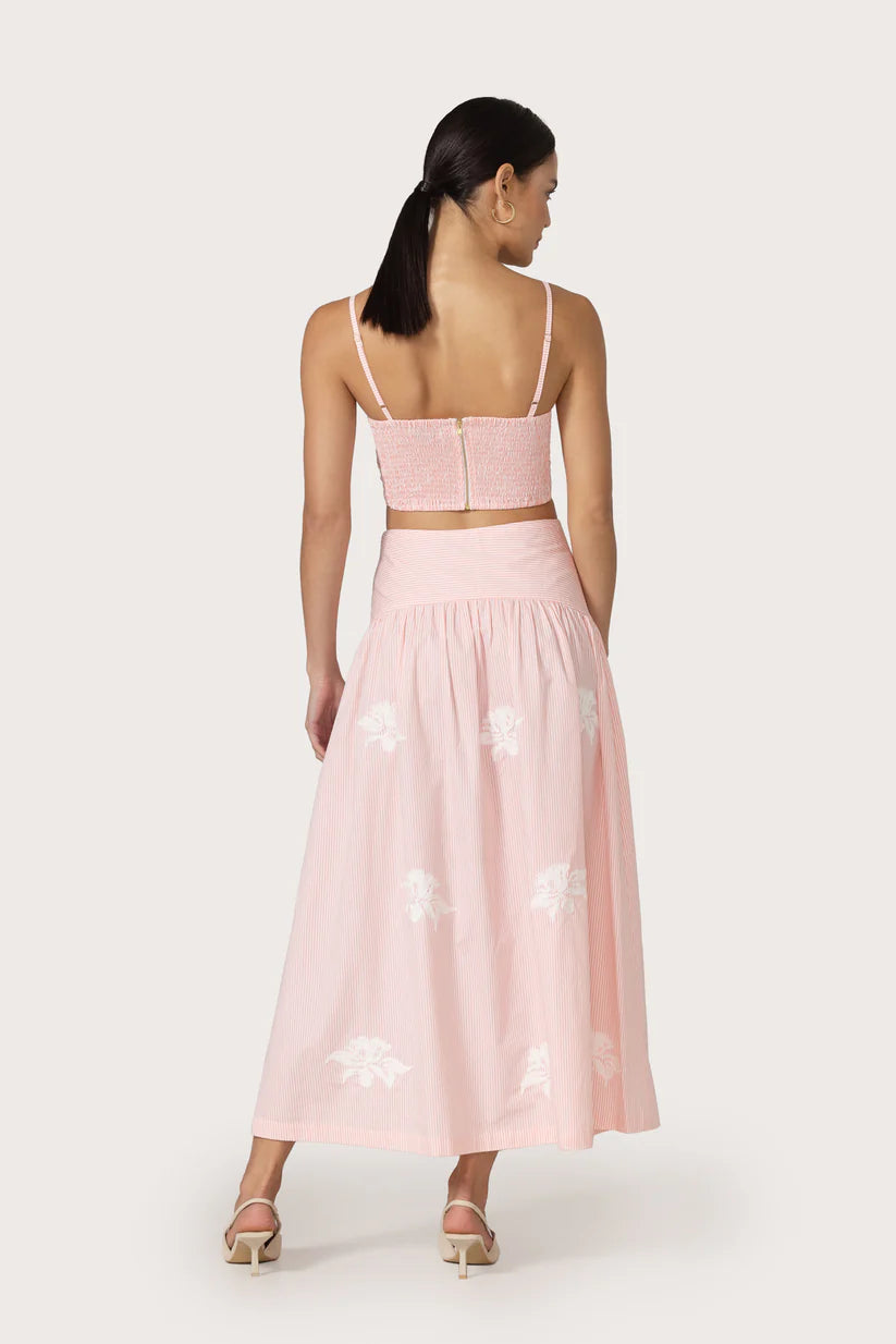 LUSANA Oliver Embroidered Poplin Skirt Set in Orchid Stripe