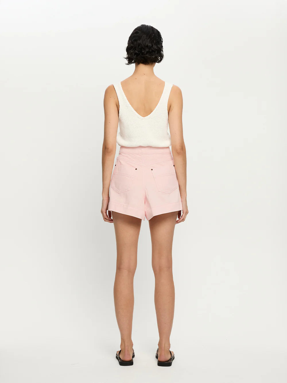KIVARI Celene Denim Shorts in Soft Pink