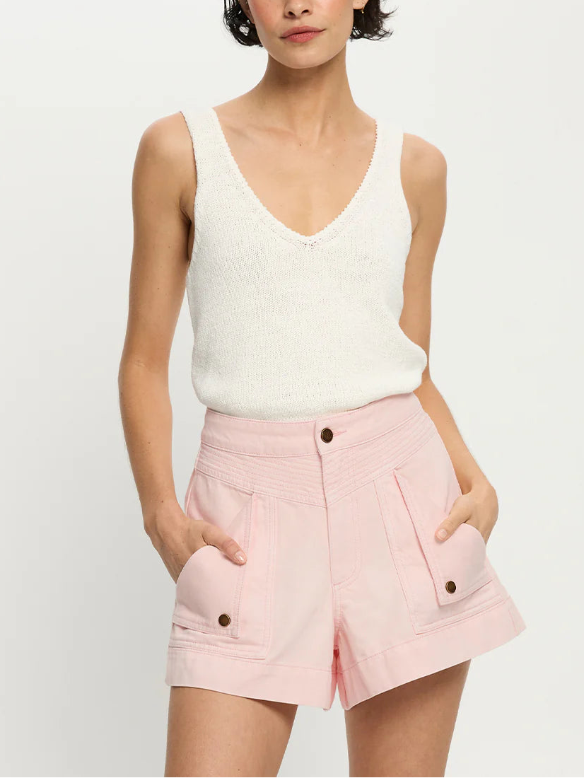 KIVARI Celene Denim Shorts in Soft Pink