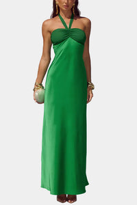 Runaway The Label Marilla Ruched Halter Maxi Dress