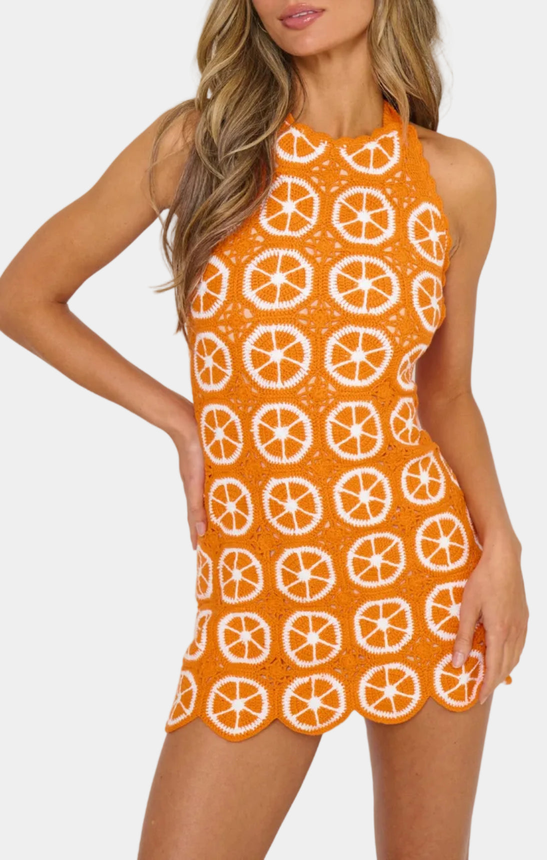 Show Me Your Mumu Happy Halter Crochet Mini Dress