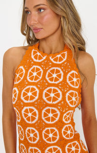 Show Me Your Mumu Happy Halter Crochet Mini Dress