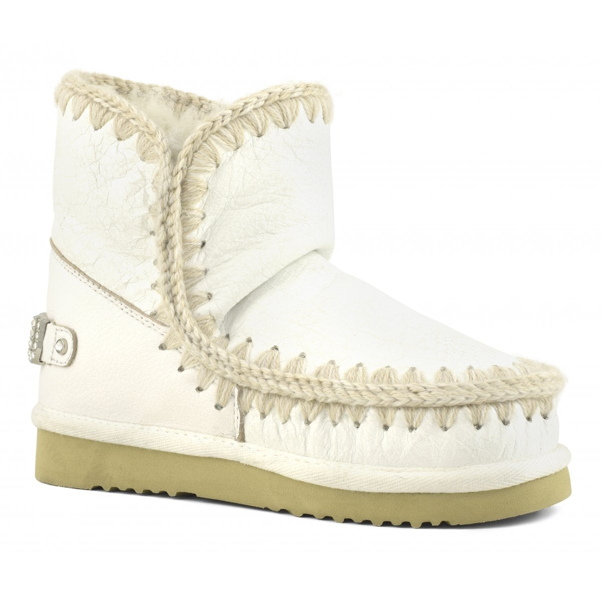 MOU Eskimo 18 Rhinestones Logo Boots in Waxi White