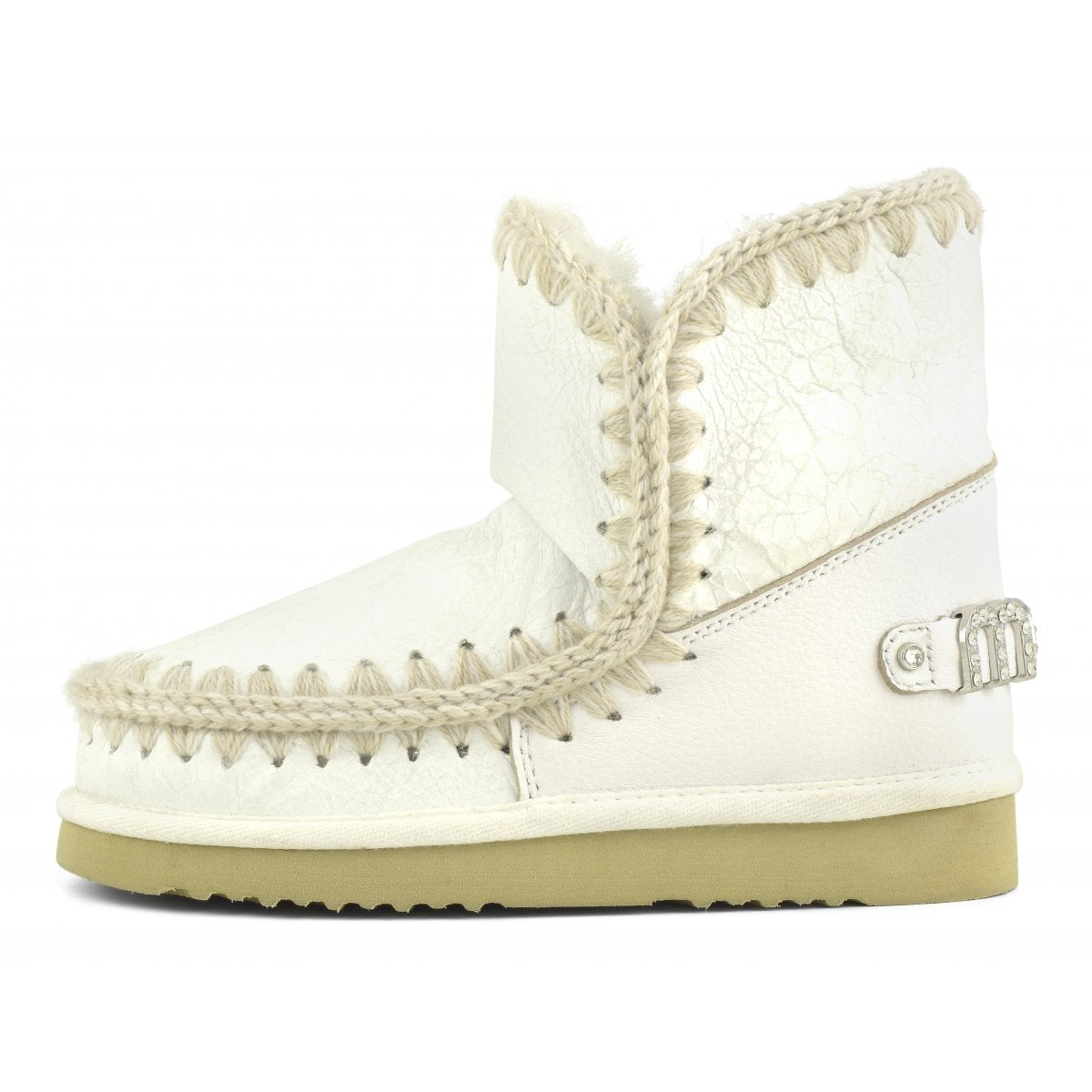 MOU Eskimo 18 Rhinestones Logo Boots in Waxi White