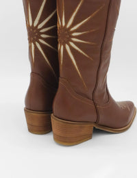Stivali NY Moonrise Western Cowboy Boots in Brown Leather