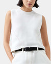 French Connection Mozart Crewneck Sleeveless Vest in Winter White