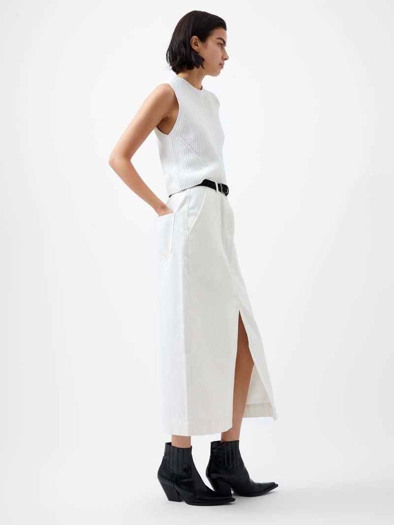 French Connection Mozart Crewneck Sleeveless Vest in Winter White