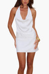 Runaway The Label Novalie Halter Cowl Neck Mini Dress