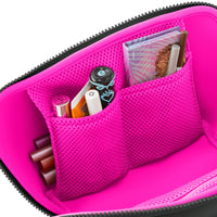 KUSSHI Neoprene Makeup Bag in Black/Pink