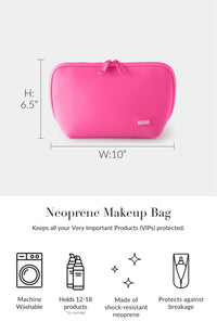 KUSSHI Neoprene Makeup Bag in French Pink/Sherbert