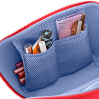 KUSSHI Neoprene Makeup Bag in Coral Red/Periwinkle