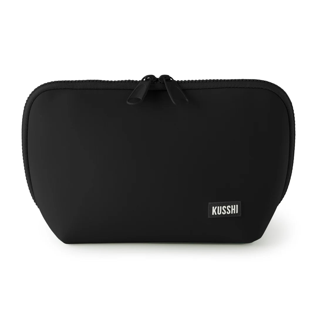 KUSSHI Neoprene Makeup Bag in Black/Pink