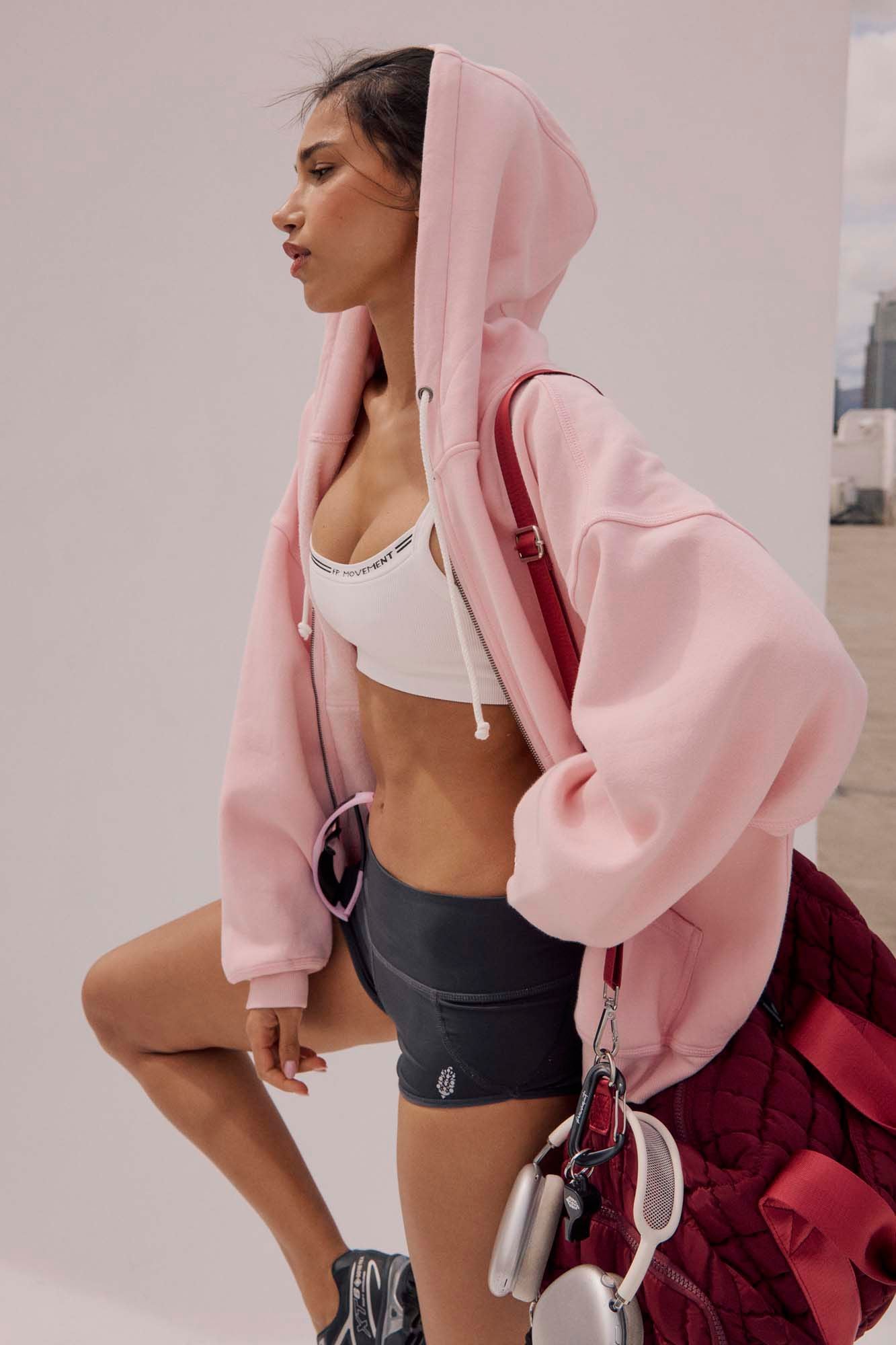 FP Movement Final Call Zip Up Hoodie in Pinky Fuchsia