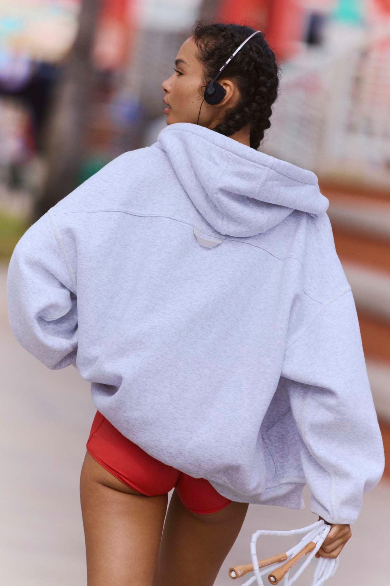 FP Movement Final Call Zip Up Hoodie in White Heather Grey
