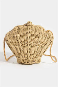 Illia Straw Braided Seashell Bag