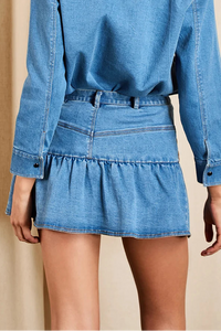 Saylor Pippi Denim Suede Skirt