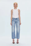 Pistola Lexi Mid Rise Bowed Straight Jeans in Bowie