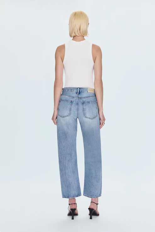 Pistola Lexi Mid Rise Bowed Straight Jeans in Bowie
