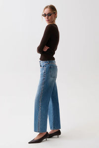 Pistola Lexi Mid Rise Bowed Straight Jeans in Star Studded
