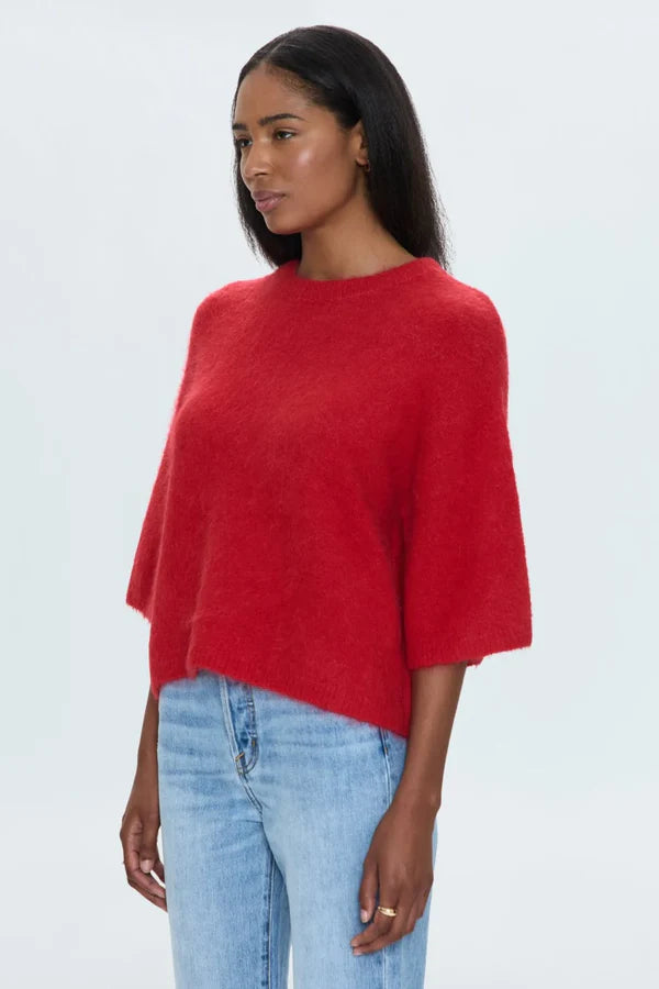 Pistola Micah Short Sleeve Sweater in Ruby