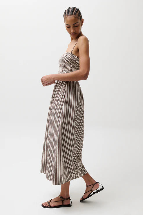 Pistola Bianca Shirred Bodice Maxi Dress in Java Stripe