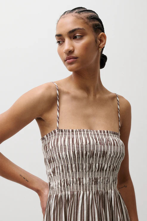 Pistola Bianca Shirred Bodice Maxi Dress in Java Stripe