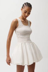 Pistola Ilona Bubble Hem Dress in Soft White
