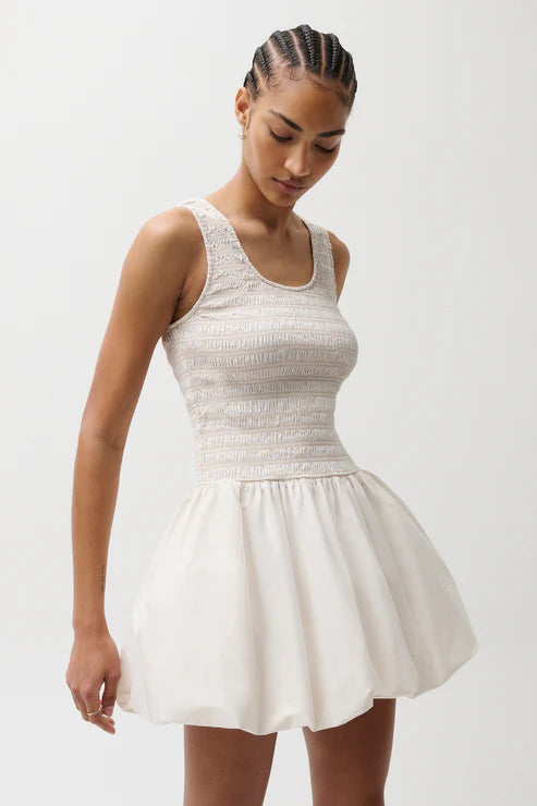 Pistola Ilona Bubble Hem Dress in Soft White