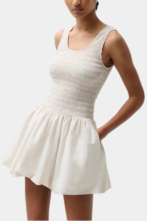 Pistola Ilona Bubble Hem Dress in Soft White