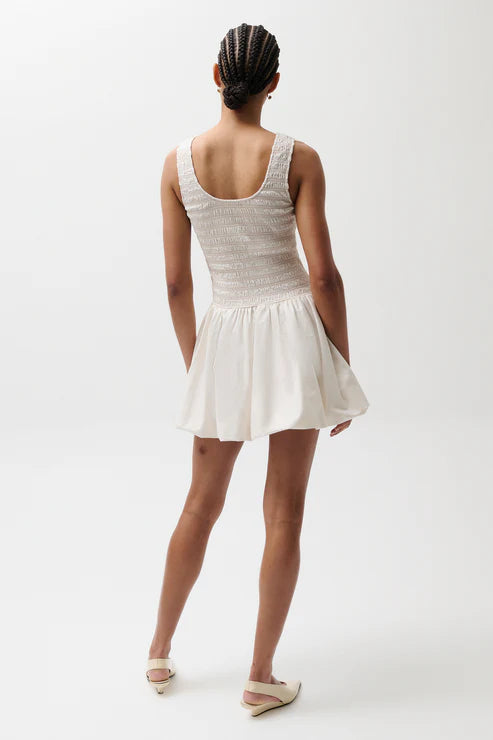 Pistola Ilona Bubble Hem Dress in Soft White