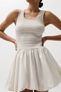Pistola Ilona Bubble Hem Dress in Soft White