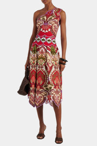 FARM Rio Odara Red Scallops Top & Midi Skirt Set