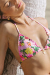 PQ Swim Dahlia Embroidered Lettuce Edge Triangle Top