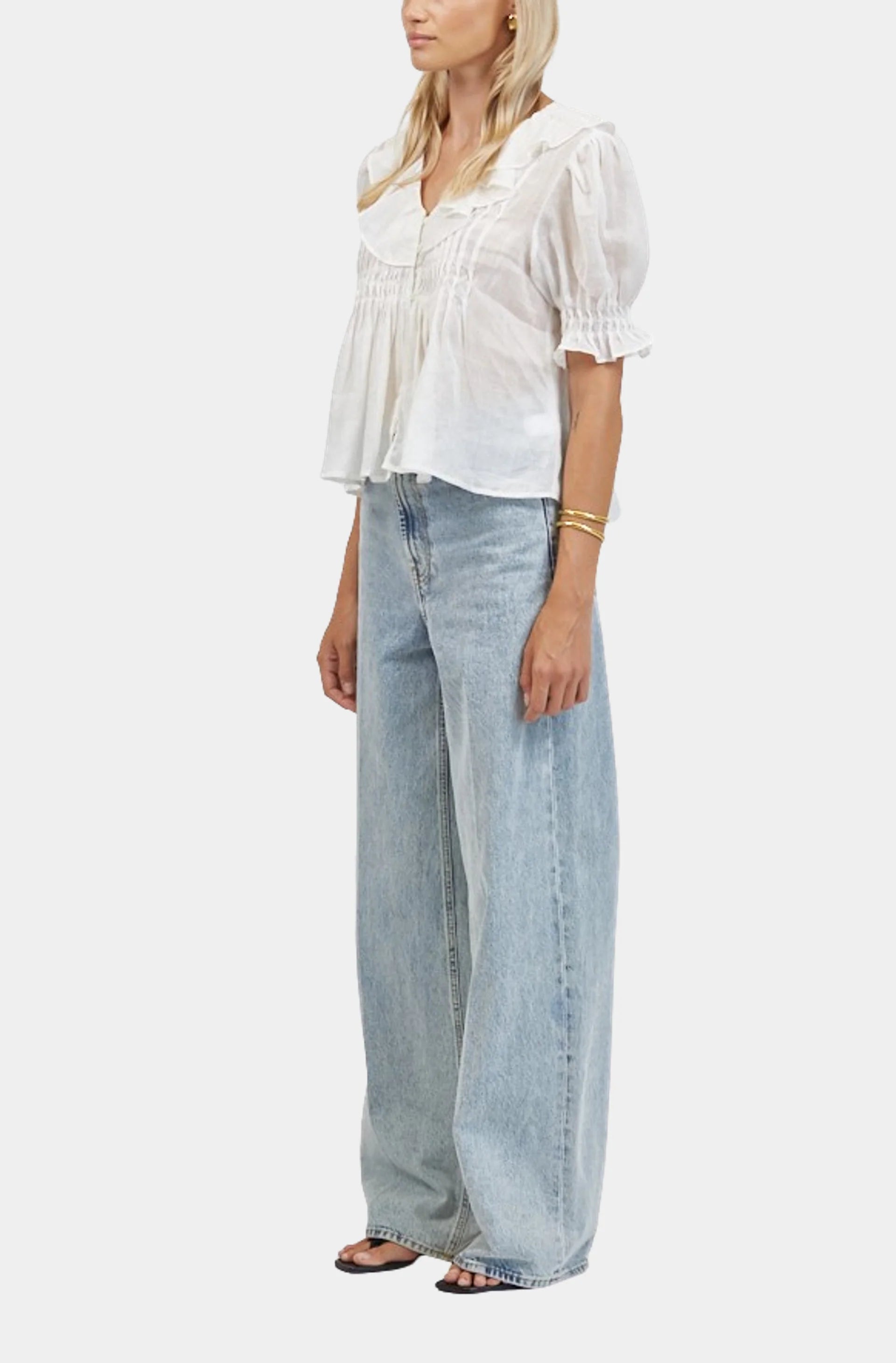 A.Ren Robine Ruffle Top in Off White