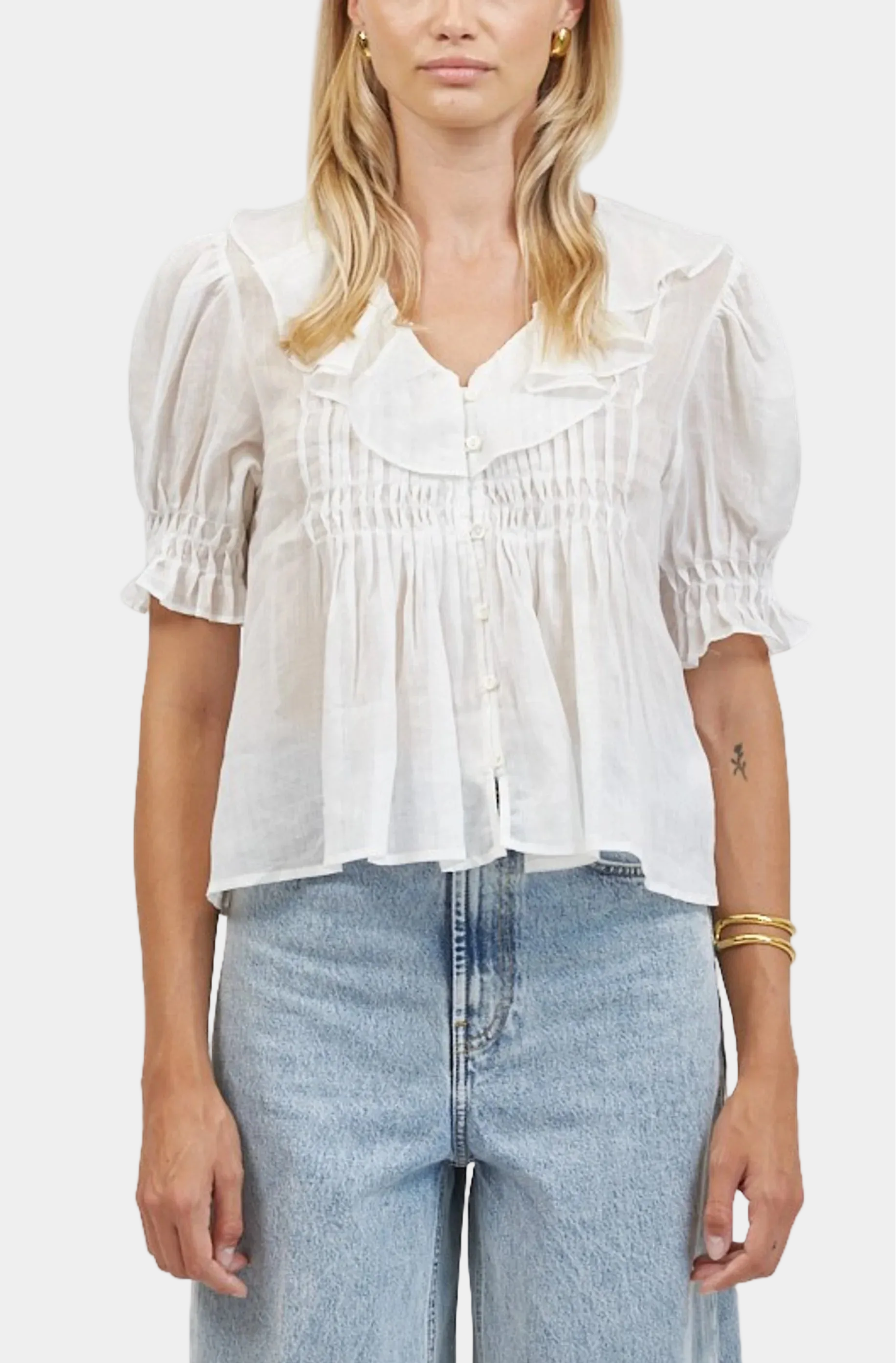 A.Ren Robine Ruffle Top in Off White