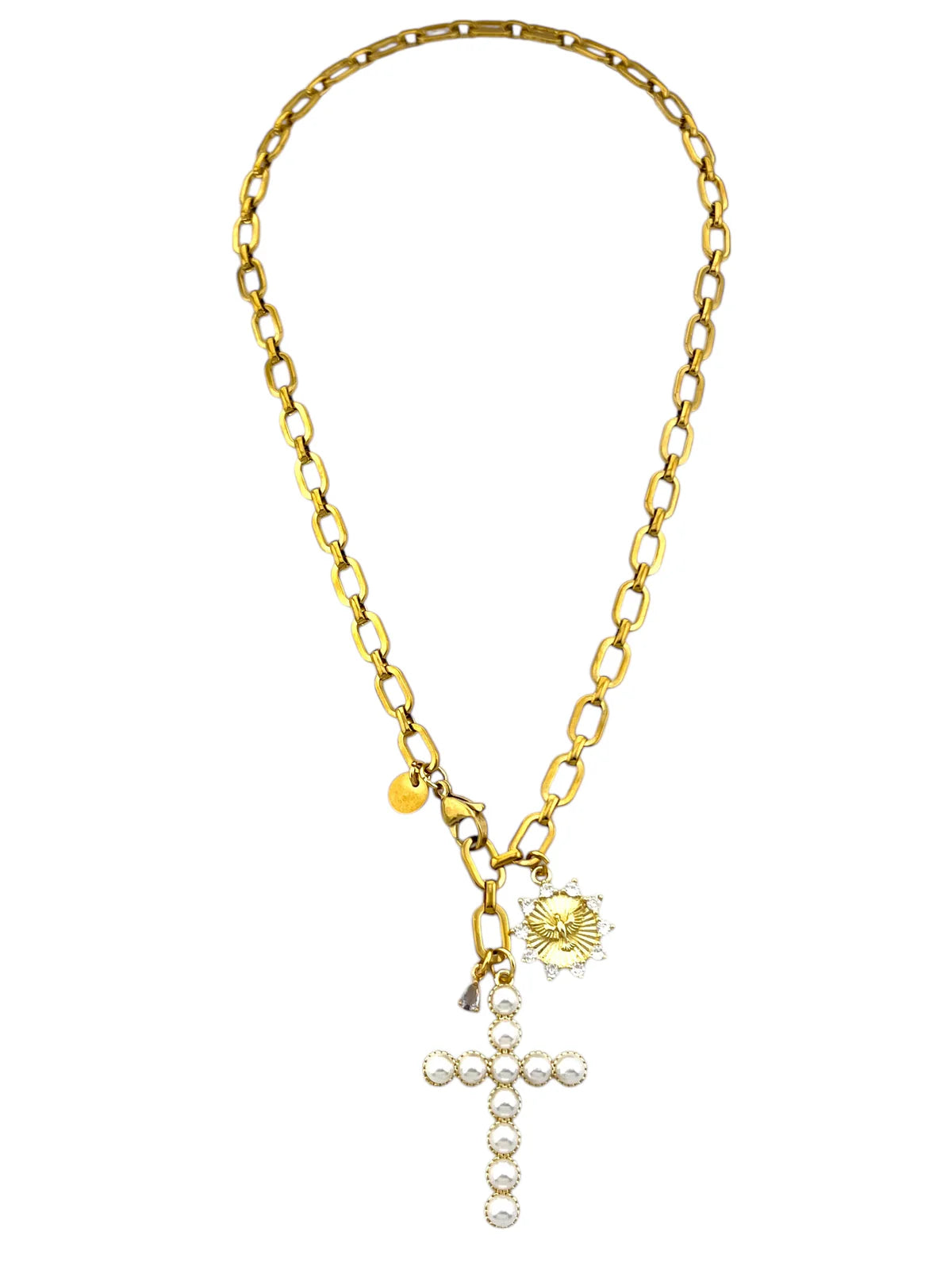 Gina Carmen Pearl Cross Necklace