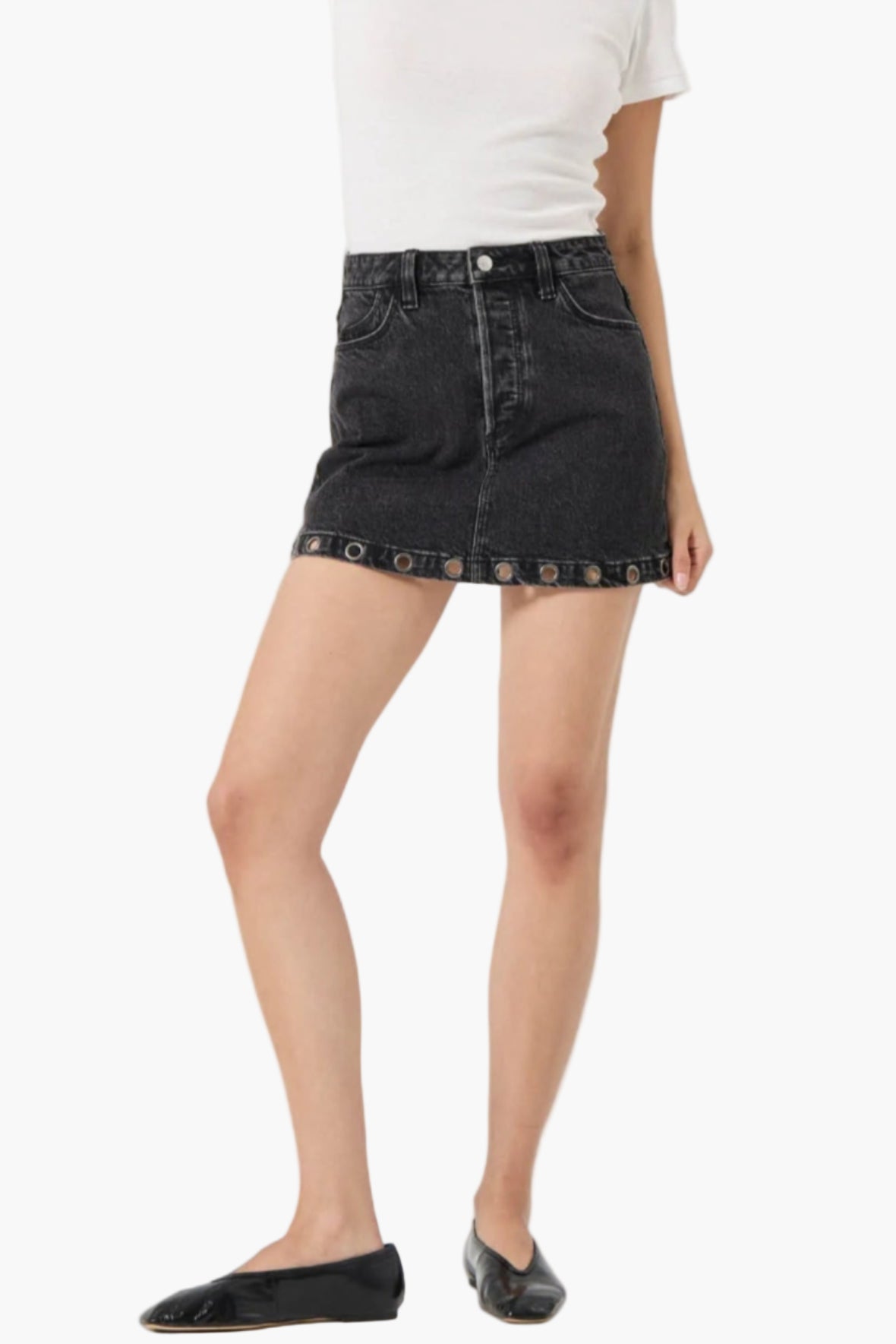 Rolla's High Line Mini Skirt in Black Sand Eyelet