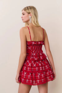 Love Shack Fancy Ruffle Mini Skirt in Cherry Jubilee