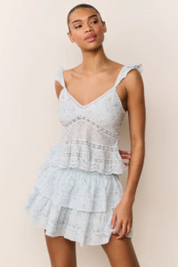 Love Shack Fancy Lanie Top in Snowdrop Blue