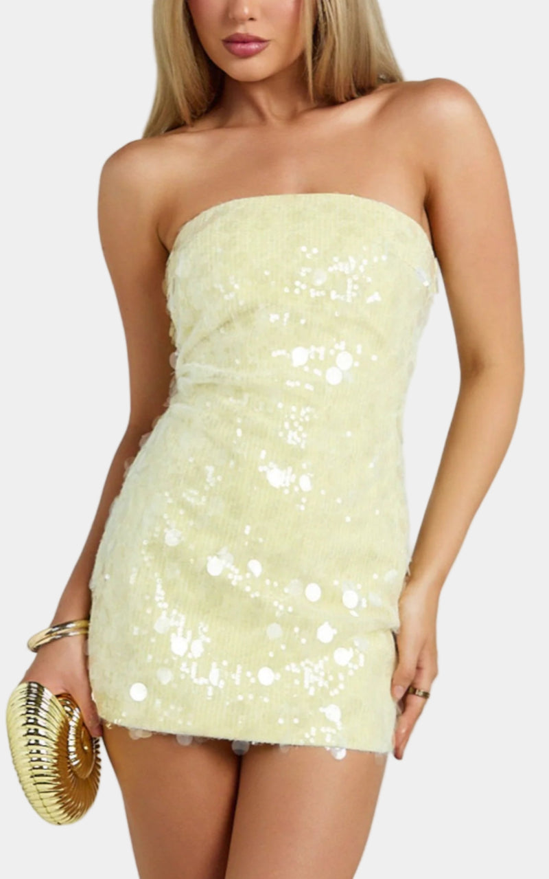 Zola Strapless Disc Sequin Mini Dress – Square-dclothing