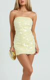 Zola Strapless Disc Sequin Mini Dress