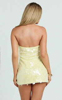Zola Strapless Disc Sequin Mini Dress