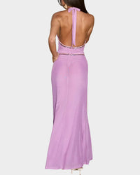 Runaway The Label Saffi Halter Deep Plunge Maxi Dress