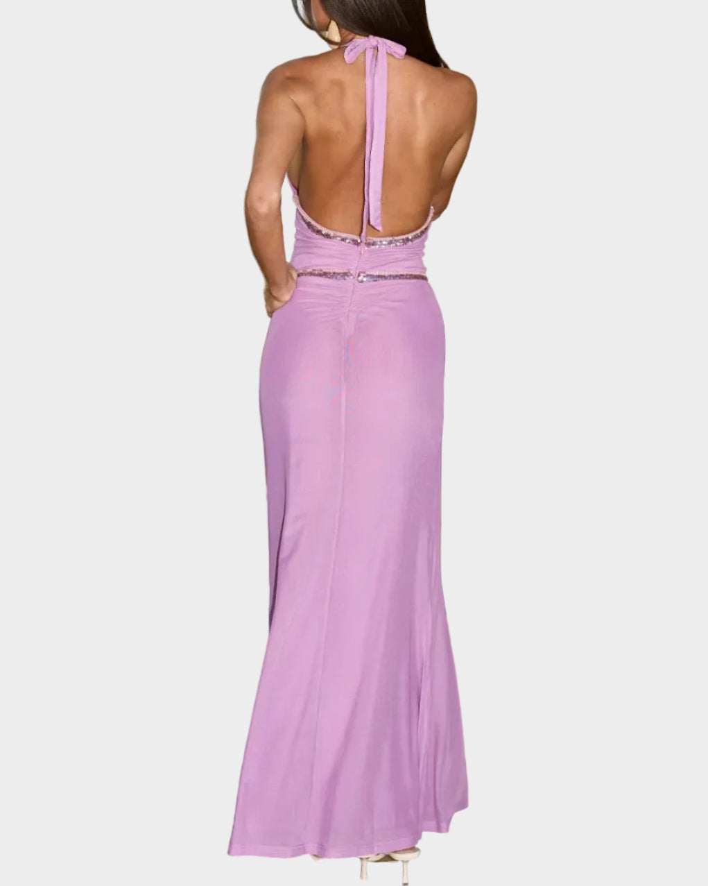 Runaway The Label Saffi Halter Deep Plunge Maxi Dress