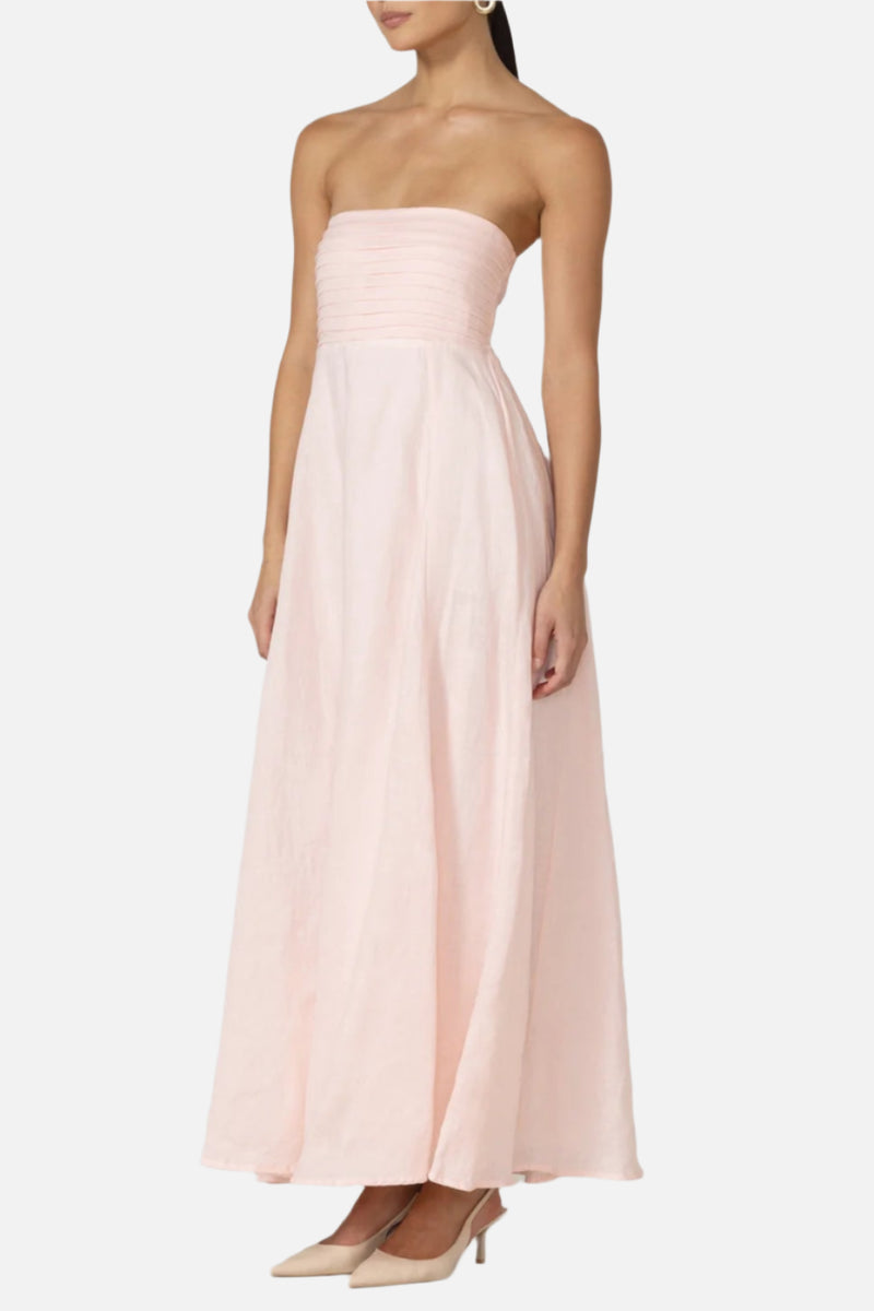 lusana talia linen maxi dress Talia Pintuck Linen Maxi Dress in White Lusana