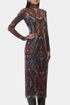 AFRM Shailene Midi Dress in Placed Umber Snake