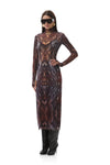 AFRM Shailene Midi Dress in Placed Umber Snake