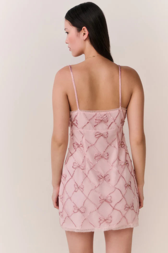 Love Shack Fancy Shella Beaded Bow Mini Dress Square-dclothing Love Shack Fancy Shella Beaded Bow Mini Dress Square-dclothing